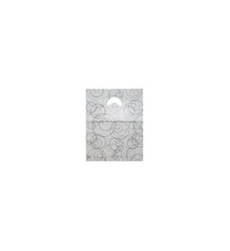 Hvid plastpose m/sort mønster, 35x5,5x45cm