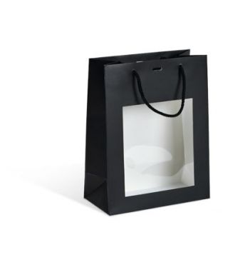 Gavepose med vindue 22x11x28 cm. SORT
